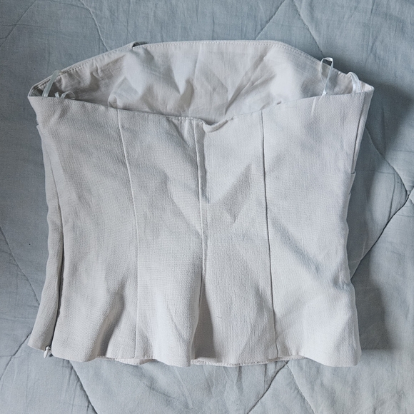 ZARA Strapless Bodice Top Beige Contemporary XS NWT - Picture 2 of 5